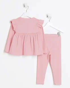 River Island Mini girls rib peplum top set< 6 Mths - 2 Yrs