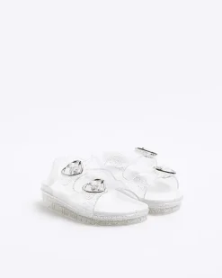 River Island Mini girls silver glitter heart jelly sandals< Shoes & Boots