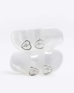 River Island Mini girls silver glitter heart jelly sandals< Shoes & Boots