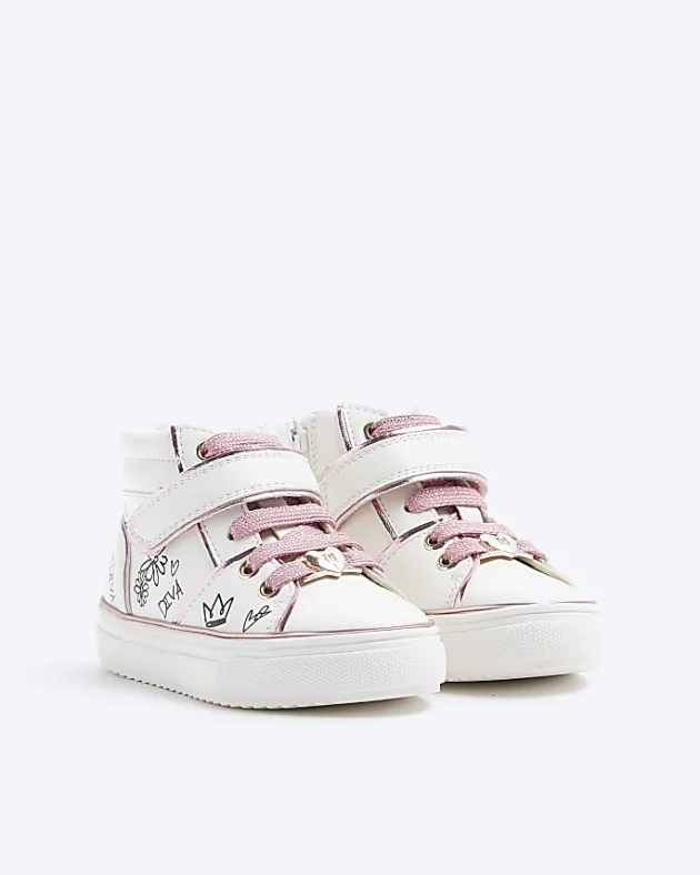 River Island Mini girls graffiti high top trainers< Shoes & Boots