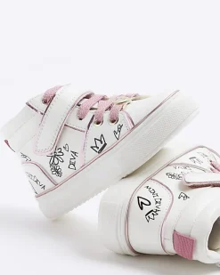 River Island Mini girls graffiti high top trainers< Shoes & Boots