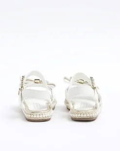 River Island Mini girls pearl trim bow sandals< Shoes & Boots