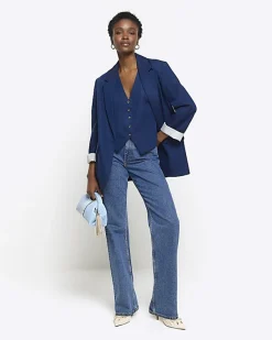 River Island Navy button front waistcoat< Suits & Tailoring