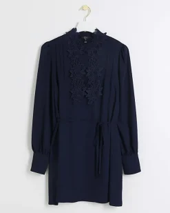 River Island Navy floral tie waist shift mini dress< Dresses