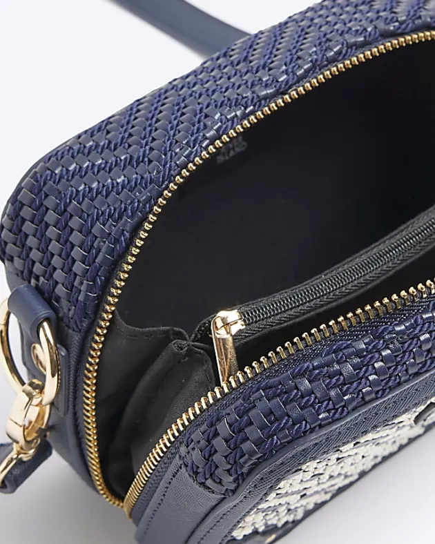 River Island Navy Geometric Woven Cross Body Bag< Bags, Purses & Luggage