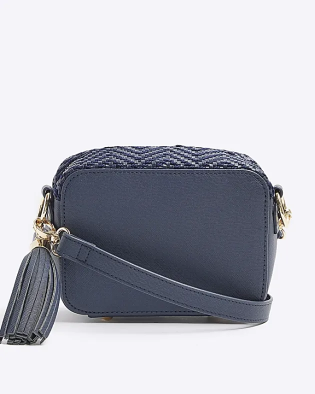 River Island Navy Geometric Woven Cross Body Bag< Bags, Purses & Luggage
