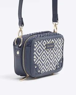 River Island Navy Geometric Woven Cross Body Bag< Bags, Purses & Luggage