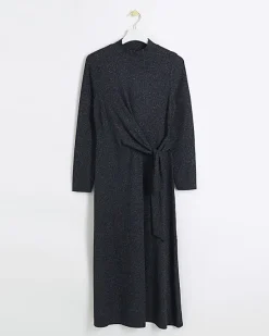 River Island Navy glitter knot bodycon midi dress< Dresses