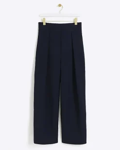 River Island Navy high waisted wide leg trousers< Trousers