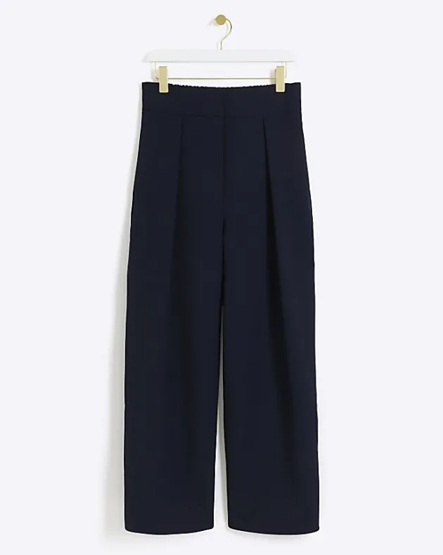 River Island Navy high waisted wide leg trousers< Trousers