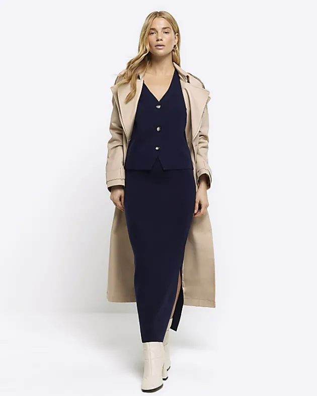 River Island Navy knit waistcoat< Co-ord Sets