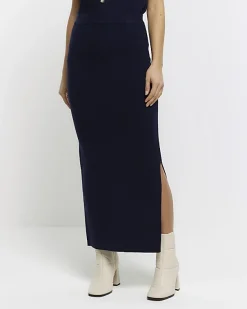 River Island Navy knitted maxi skirt< Skirts