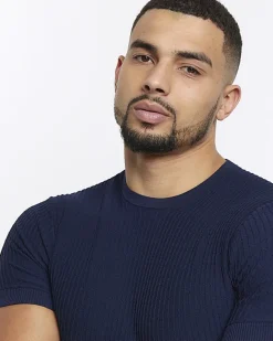 River Island muscle fit brick knit t-shirt< Jumpers & Cardigans