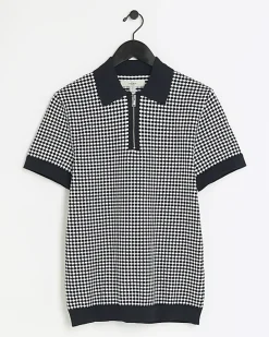 River Island muscle fit geo polo t-shirt< Polo Shirts