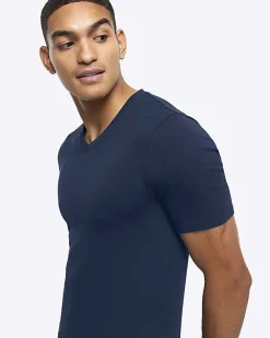 River Island muscle fit V neck t-shirt< Essentials