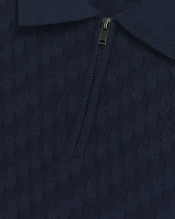 River Island muscle fit zig zag knit polo< Polo Shirts
