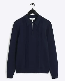 River Island muscle textured knit long sleeve polo< Jumpers & Cardigans