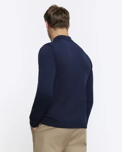 River Island muscle textured knit long sleeve polo< Jumpers & Cardigans