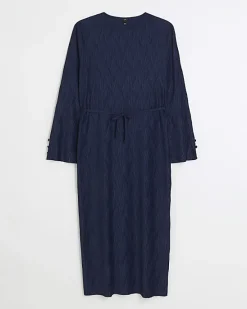 River Island Navy plisse belted bodycon mini dress< Dresses
