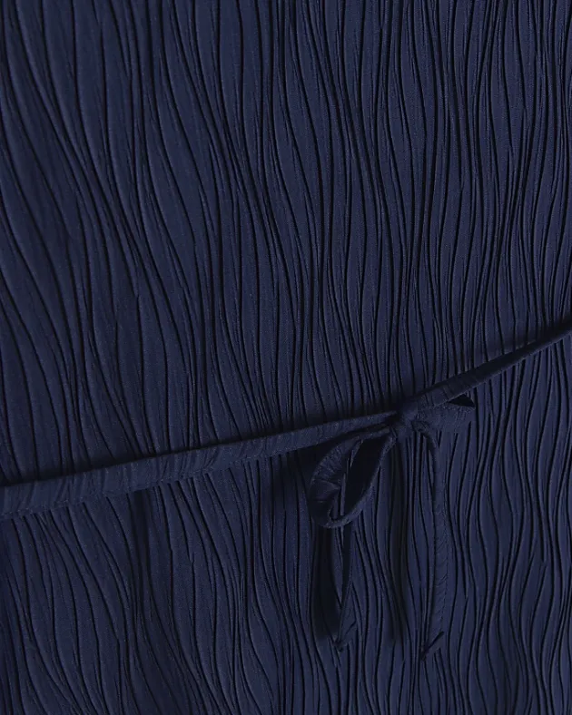 River Island Navy plisse belted bodycon mini dress< Dresses