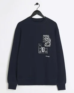River Island regular fit gothic graphic sweatshirt< Tracksuits