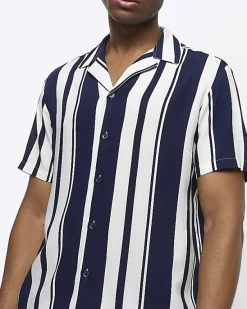 River Island regular fit stripe revere shirt< Shirts