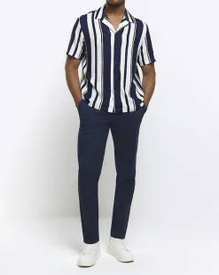 River Island regular fit stripe revere shirt< Shirts