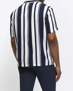 River Island regular fit stripe revere shirt< Shirts