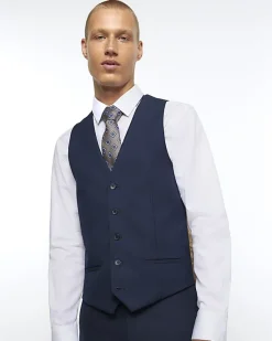 River Island skinny fit twill suit waistcoat< Big & Tall