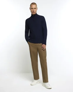River Island slim fit diagonal half zip jumper< Jumpers & Cardigans