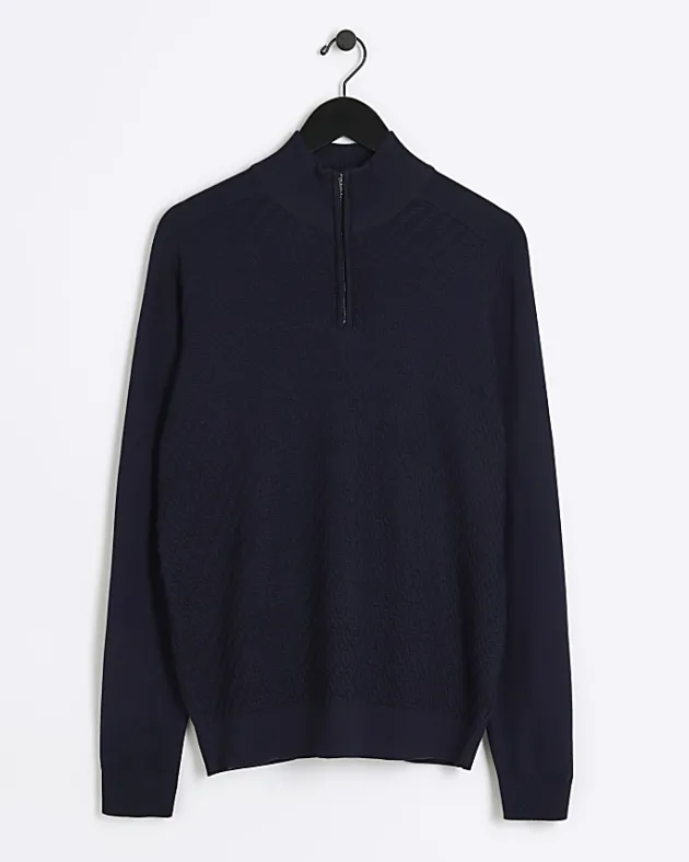 River Island slim fit diagonal half zip jumper< Jumpers & Cardigans