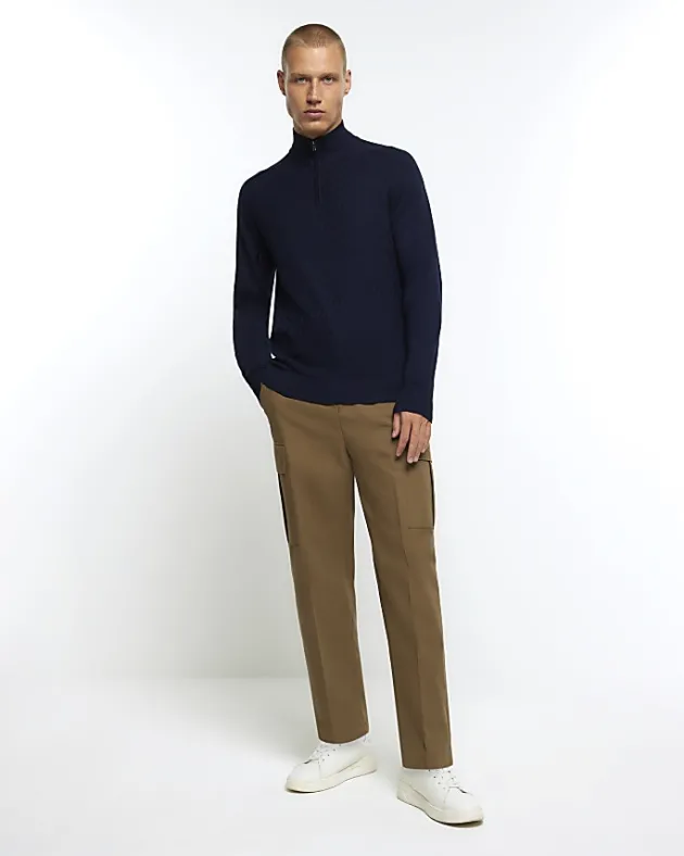 River Island slim fit diagonal half zip jumper< Jumpers & Cardigans