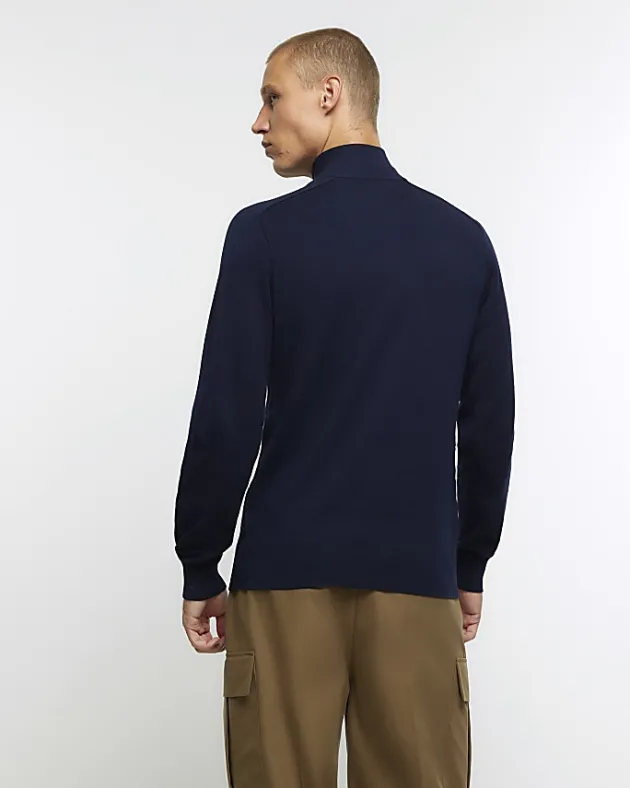 River Island slim fit diagonal half zip jumper< Jumpers & Cardigans