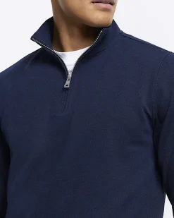 River Island slim fit textured funnel sweatshirt< Tracksuits