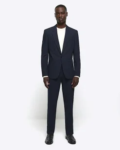 River Island slim fit textured suit jacket< Suits