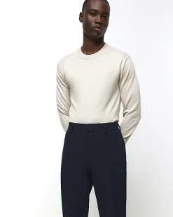 River Island slim fit textured suit trousers< Trousers