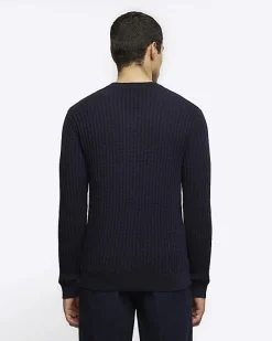 River Island slim fit waffle texture jumper< Jumpers & Cardigans