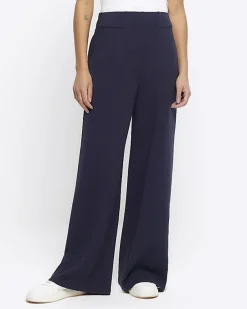 River Island Navy Stitched Wide Leg Trousers< Trousers