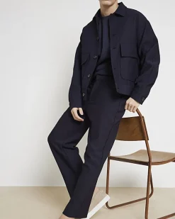 River Island tapered fit plisse smart trousers< Trousers
