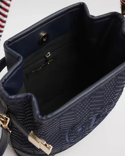 River Island Navy weave embroidered bucket cross body bag< Bags, Purses & Luggage