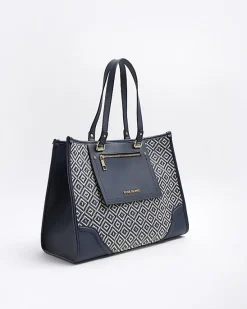 River Island Navy weave geometric shopper bag< Bags, Purses & Luggage