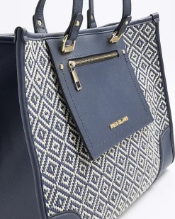 River Island Navy weave geometric shopper bag< Bags, Purses & Luggage