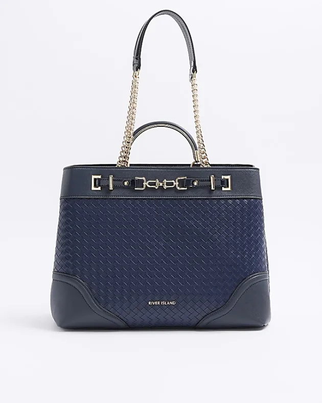 River Island Navy woven chain tote bag< Bags, Purses & Luggage