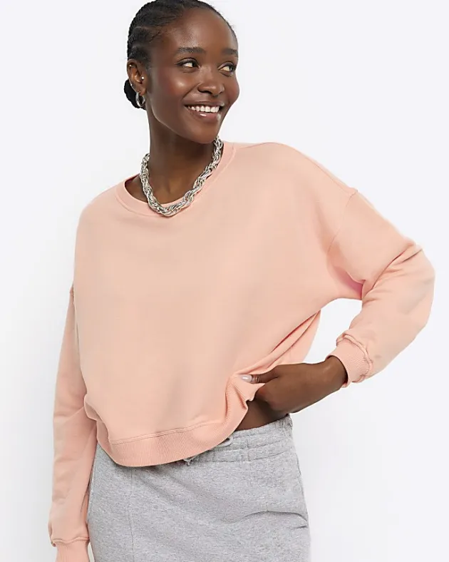 River Island crop plain sweatshirt< Loungewear