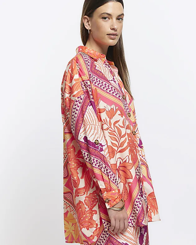 River Island floral oversized beach shirt< Swimwear & Beachwear