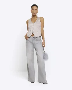 River Island Petite beige button front waistcoat< Petite