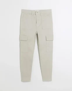 River Island Petite beige high waisted skinny cargo jeans< Petite