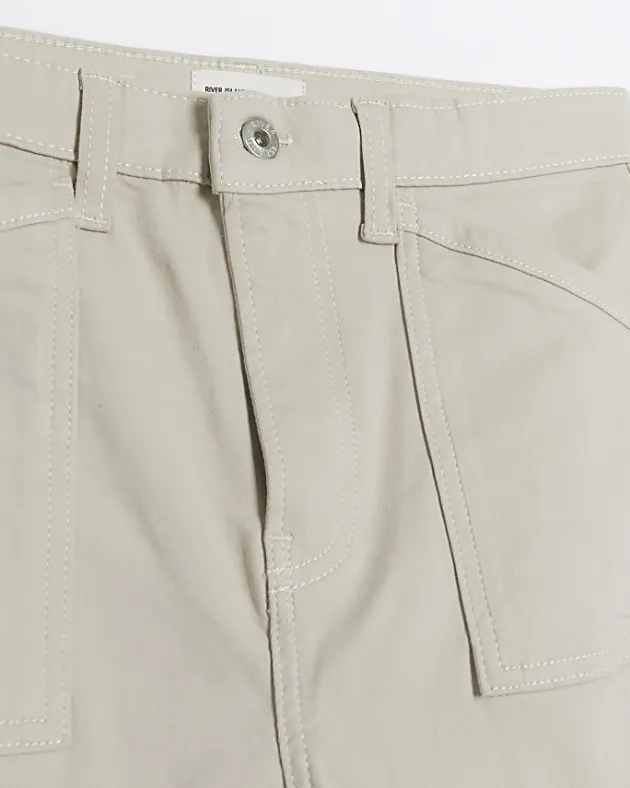 River Island Petite beige high waisted skinny cargo jeans< Petite