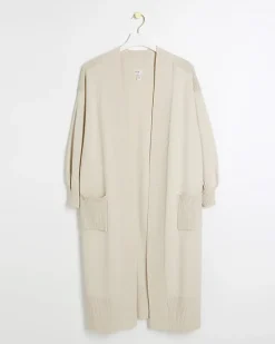 River Island Petite beige longline cosy cardigan< Petite