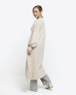 River Island Petite beige longline cosy cardigan< Petite